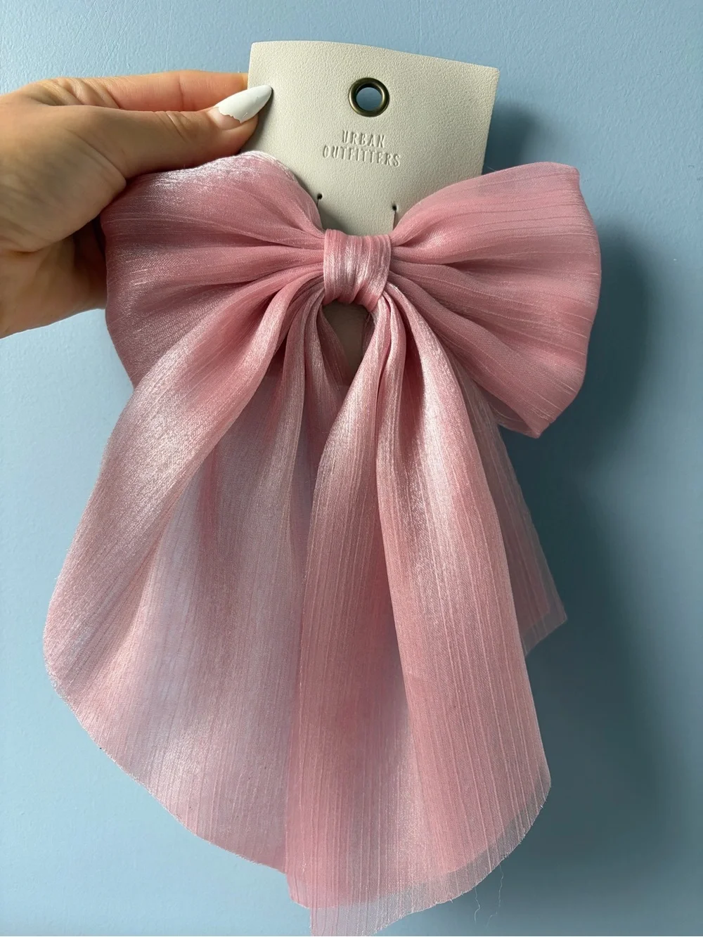 Urban Outfitters Shimmery Light Pink Sheer Bow Hair Clip